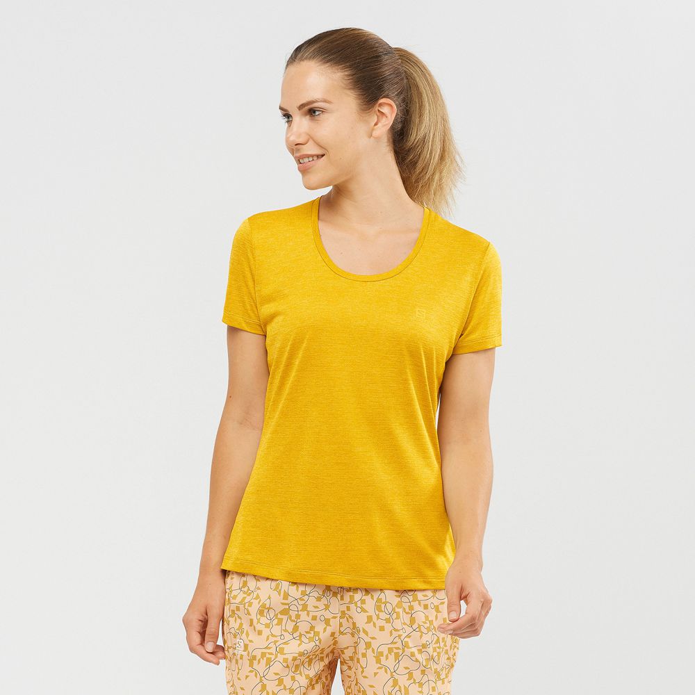 Salomon Singapore Womens T-shirts - AGILE Yellow | 82064-LWMZ